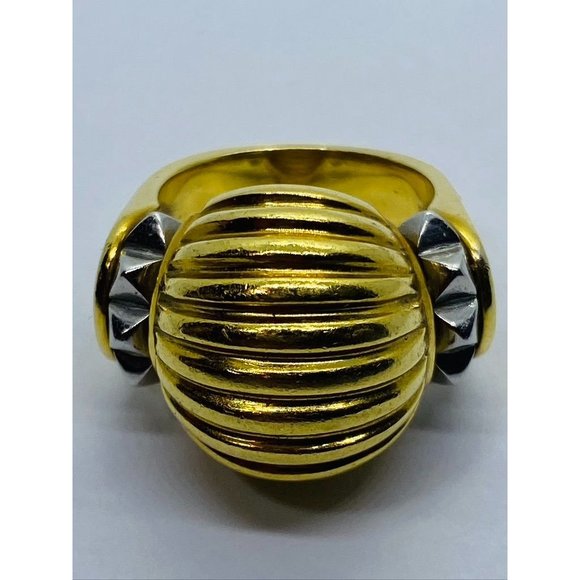 Lagos Platinum + 18k Yellow Gold Jumbo Cocktail Ring 18.04 Grams Size 6.5 - Picture 1 of 9